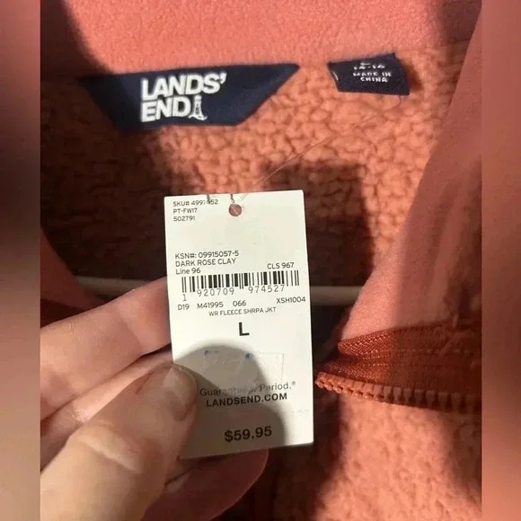 Lands End Sherpa Fleece Full Zip Up Womens Large Jacket Soft - Dark Rose Clay - Picture 3 of 10